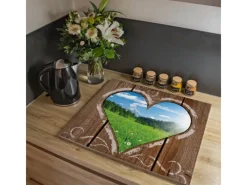 Banjado Herdabdeckplatte Glas 1 Teilig 60x52CM Schneidebrett Herdabdeckung Mit Motiv Ausblick Mit Herz< Herdabdeckungen|Herde