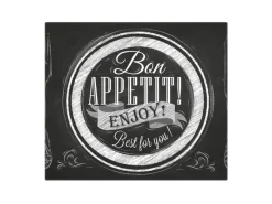 Banjado Herdabdeckungen|Herde<Herdabdeckplatte Glas 1 Teilig 60x52CM Schneidebrett Herdabdeckung Mit Motiv Bon Appetit