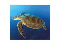 Banjado Schneidebretter|Herdabdeckungen<Herdabdeckplatte Glas 2 Teilig Je 30x52CM Schneidebrett Herdabdeckung Mit Motiv Wasserschildkröte