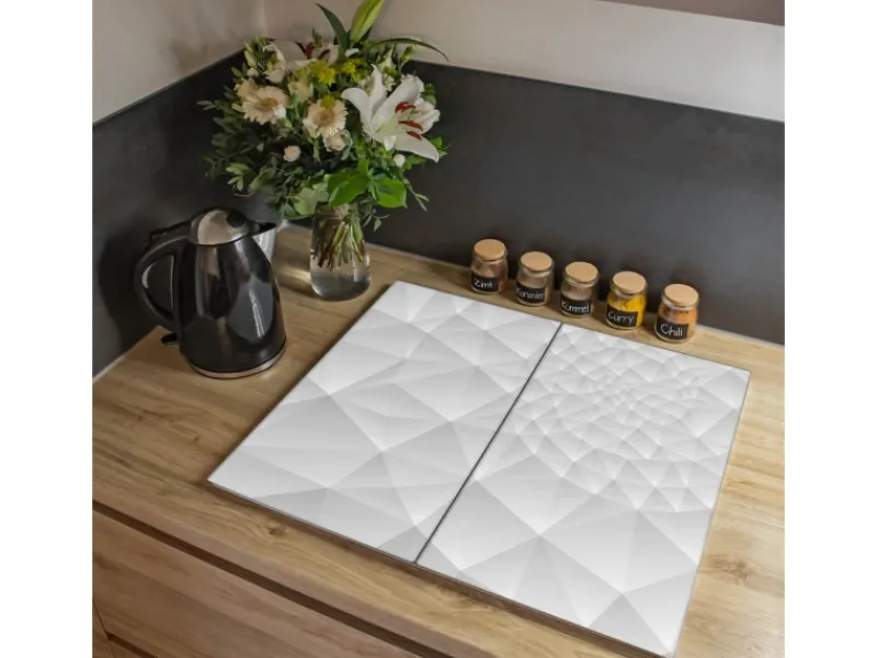 Hot Banjado Herdabdeckplatte Glas 2 Teilig Je 30x52CM Schneidebrett Herdabdeckung Mit Motiv Nautilus