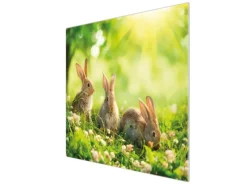 Banjado Herdabdeckplatte Glas 1 Teilig 60x52CM Schneidebrett Herdabdeckung Mit Motiv Drei Hasen< Herde|Herdabdeckungen