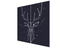 Banjado Herdabdeckplatte Glas 2 Teilig Je 30x52CM Schneidebrett Herdabdeckung Mit Motiv Sternbild Hirsch< Schneidebretter|Herdabdeckungen