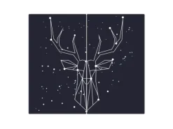 Banjado Herdabdeckplatte Glas 2 Teilig Je 30x52CM Schneidebrett Herdabdeckung Mit Motiv Sternbild Hirsch< Schneidebretter|Herdabdeckungen