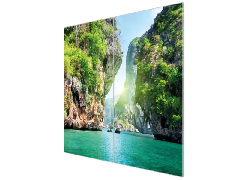 Banjado Herdabdeckplatte Glas 2 Teilig Je 30x52CM Schneidebrett Herdabdeckung Mit Motiv Versteckte Bucht< Herdabdeckungen|Herde