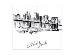 Banjado Schneidebretter|Herdabdeckungen<Herdabdeckplatte Glas 2 Teilig Je 30x52CM Schneidebrett Herdabdeckung Mit Motiv New York Skizze