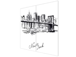 Banjado Schneidebretter|Herdabdeckungen<Herdabdeckplatte Glas 2 Teilig Je 30x52CM Schneidebrett Herdabdeckung Mit Motiv New York Skizze