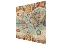 Hot Banjado Herdabdeckplatte Glas 2 Teilig Je 30x52CM Schneidebrett Herdabdeckung Mit Motiv Historische Weltkarte
