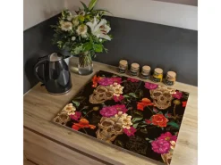 Clearance Banjado Herdabdeckplatte Glas 2 Teilig Je 30x52CM Schneidebrett Herdabdeckung Mit Motiv Los Dias De Muertos