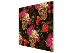 Clearance Banjado Herdabdeckplatte Glas 2 Teilig Je 30x52CM Schneidebrett Herdabdeckung Mit Motiv Los Dias De Muertos