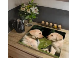 Banjado Herdabdeckplatte Glas 1 Teilig 60x52CM Schneidebrett Herdabdeckung Mit Motiv Labrador< Schneidebretter|Herde