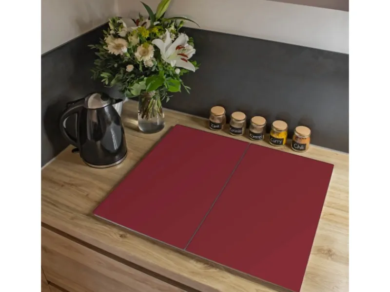 Best Banjado Herdabdeckplatte Glas 2 Teilig Je 30x52CM Schneidebrett Herdabdeckung Mit Motiv Burgund