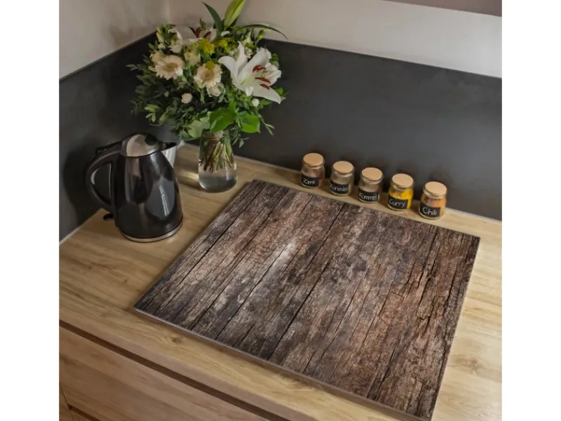 Banjado Herdabdeckplatte Glas 1 Teilig 60x52CM Schneidebrett Herdabdeckung Mit Motiv Altes Holz< Herdabdeckungen|Herde