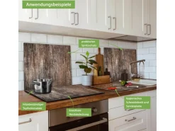 Banjado Herdabdeckplatte Glas 1 Teilig 60x52CM Schneidebrett Herdabdeckung Mit Motiv Altes Holz< Herdabdeckungen|Herde