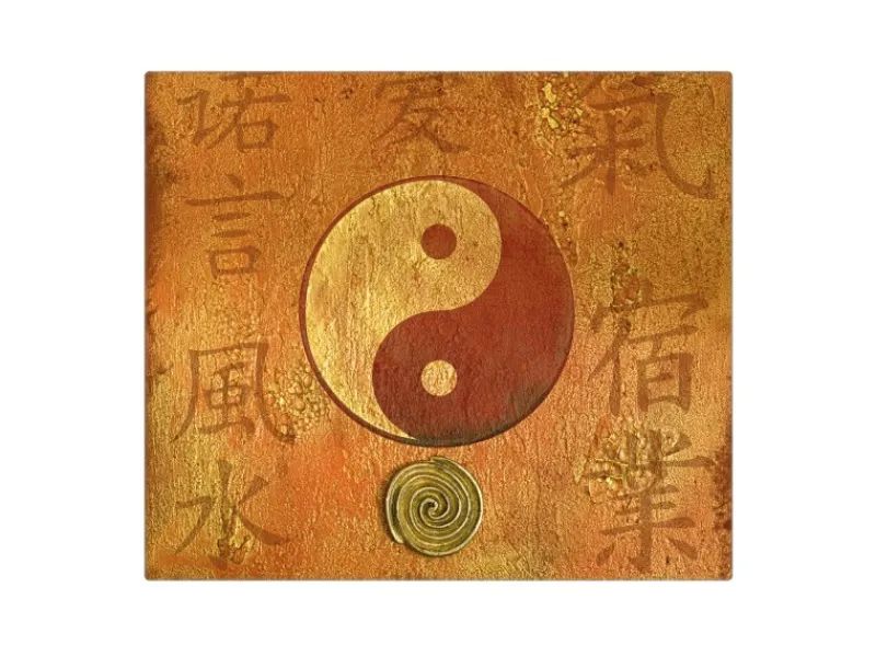 Discount Banjado Herdabdeckplatte Glas 1 Teilig 60x52CM Schneidebrett Herdabdeckung Mit Motiv Yin Yang