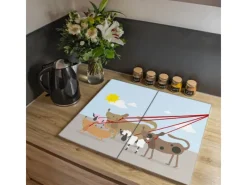 Banjado Herdabdeckplatte Glas 2 Teilig Je 30x52CM Schneidebrett Herdabdeckung Mit Motiv Gassi Gehen< Herdabdeckungen|Herde