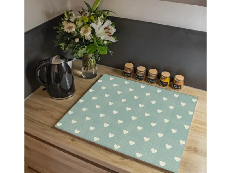 Banjado Herdabdeckplatte Glas 1 Teilig 60x52CM Schneidebrett Herdabdeckung Mit Motiv Muster Herzen< Schneidebretter|Herdabdeckungen