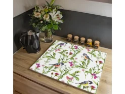 Banjado Herdabdeckplatte Glas 1 Teilig 60x52CM Schneidebrett Herdabdeckung Mit Motiv Meisen Im Klee< Herdabdeckungen|Herde