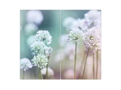 Banjado Herdabdeckplatte Glas 2 Teilig Je 30x52CM Schneidebrett Herdabdeckung Mit Motiv Lauchblüte< Schneidebretter|Herdabdeckungen