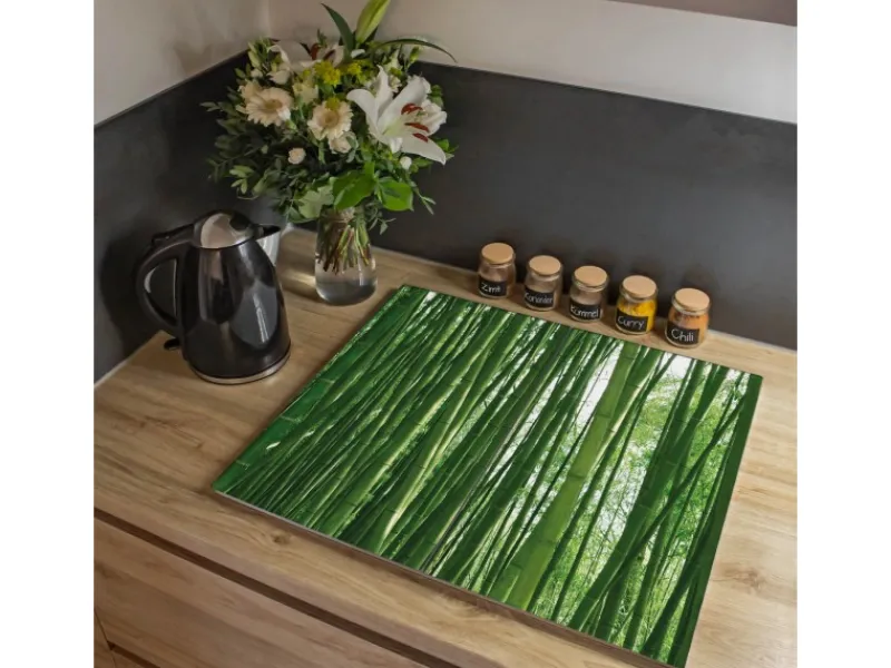 Discount Banjado Herdabdeckplatte Glas 2 Teilig Je 30x52CM Schneidebrett Herdabdeckung Mit Motiv Bambus