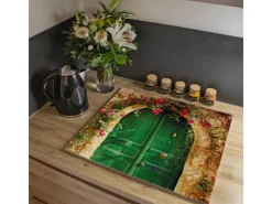 Hot Banjado Herdabdeckplatte Glas 1 Teilig 60x52CM Schneidebrett Herdabdeckung Mit Motiv Ferienhaus