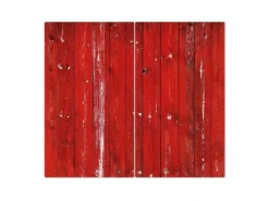 Banjado Schneidebretter|Herdabdeckungen<Herdabdeckplatte Glas 2 Teilig Je 30x52CM Schneidebrett Herdabdeckung Mit Motiv Rote Holzlatten