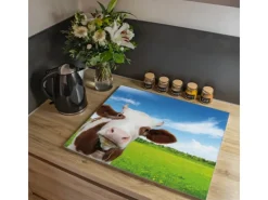 Banjado Schneidebretter|Herdabdeckungen<Herdabdeckplatte Glas 1 Teilig 60x52CM Schneidebrett Herdabdeckung Mit Motiv Pardon