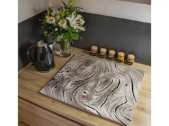 Sale Banjado Herdabdeckplatte Glas 1 Teilig 60x52CM Schneidebrett Herdabdeckung Mit Motiv Holzwirbel