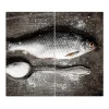 Banjado Herdabdeckplatte Glas 2 Teilig Je 30x52CM Schneidebrett Herdabdeckung Mit Motiv Fisch Und Salz< Herde|Kochfelder