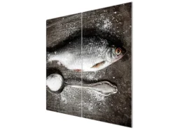 Banjado Herdabdeckplatte Glas 2 Teilig Je 30x52CM Schneidebrett Herdabdeckung Mit Motiv Fisch Und Salz< Herde|Kochfelder