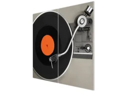 Banjado Herdabdeckungen|Herde<Herdabdeckplatte Glas 2 Teilig Je 30x52CM Schneidebrett Herdabdeckung Mit Motiv Plattenspieler
