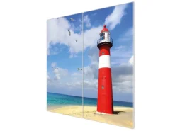 Banjado Herde|Kochfelder<Herdabdeckplatte Glas 2 Teilig Je 30x52CM Schneidebrett Herdabdeckung Mit Motiv Leuchtturm Westkapelle