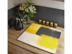 Banjado Schneidebretter|Herde<Herdabdeckplatte Glas 1 Teilig 60x52CM Schneidebrett Herdabdeckung Mit Motiv Abstrakt Gelb