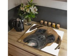 Banjado Herde|Kochfelder<Herdabdeckplatte Glas 2 Teilig Je 30x52CM Schneidebrett Herdabdeckung Mit Motiv Boxer