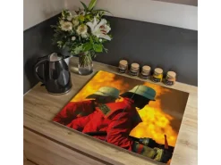 Banjado Herde|Kochfelder<Herdabdeckplatte Glas 2 Teilig Je 30x52CM Schneidebrett Herdabdeckung Mit Motiv Feuer