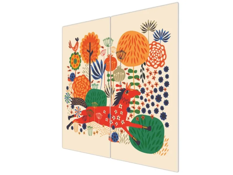 Banjado Herdabdeckplatte Glas 2 Teilig Je 30x52CM Schneidebrett Herdabdeckung Mit Motiv Rotes Pferd< Herde|Kochfelder