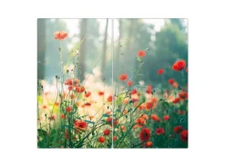 Banjado Herdabdeckplatte Glas 2 Teilig Je 30x52CM Schneidebrett Herdabdeckung Mit Motiv Waldmohn< Schneidebretter|Herde