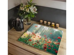 Banjado Herdabdeckplatte Glas 2 Teilig Je 30x52CM Schneidebrett Herdabdeckung Mit Motiv Waldmohn< Schneidebretter|Herde