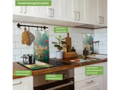 Banjado Herdabdeckplatte Glas 2 Teilig Je 30x52CM Schneidebrett Herdabdeckung Mit Motiv Waldmohn< Schneidebretter|Herde