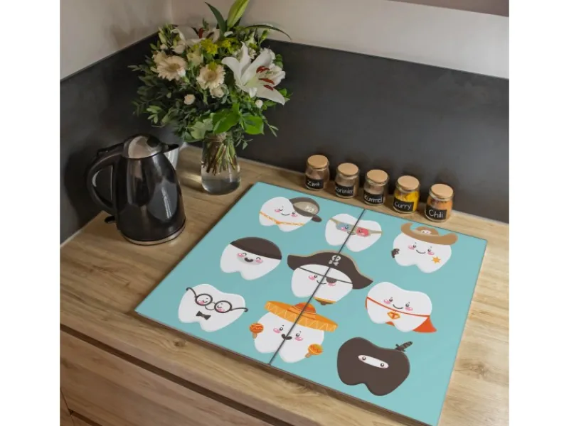 Discount Banjado Herdabdeckplatte Glas 2 Teilig Je 30x52CM Schneidebrett Herdabdeckung Mit Motiv Neun Zähne