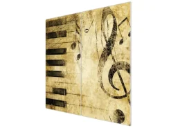 Hot Banjado Herdabdeckplatte Glas 2 Teilig Je 30x52CM Schneidebrett Herdabdeckung Mit Motiv Music