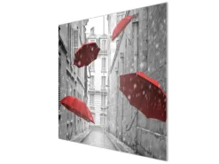 Banjado Herdabdeckplatte Glas 2 Teilig Je 30x52CM Schneidebrett Herdabdeckung Mit Motiv Rote Schirme< Schneidebretter|Herdabdeckungen