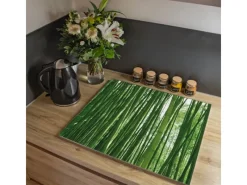 Banjado Herdabdeckungen|Kochfelder<Herdabdeckplatte Glas 1 Teilig 60x52CM Schneidebrett Herdabdeckung Mit Motiv Bambus
