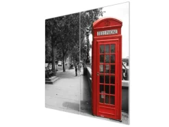 Banjado Herdabdeckplatte Glas 2 Teilig Je 30x52CM Schneidebrett Herdabdeckung Mit Motiv London Red Telephone< Kochfelder|Herdabdeckungen