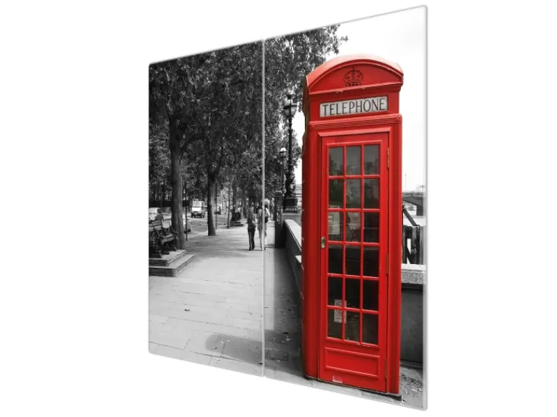 Banjado Herdabdeckplatte Glas 2 Teilig Je 30x52CM Schneidebrett Herdabdeckung Mit Motiv London Red Telephone< Kochfelder|Herdabdeckungen