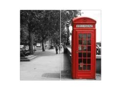 Banjado Herdabdeckplatte Glas 2 Teilig Je 30x52CM Schneidebrett Herdabdeckung Mit Motiv London Red Telephone< Kochfelder|Herdabdeckungen