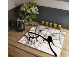 Banjado Herdabdeckungen|Schneidebretter<Herdabdeckplatte Glas 2 Teilig Je 30x52CM Schneidebrett Herdabdeckung Mit Motiv Früher Vogel