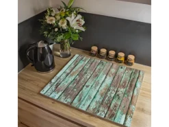 Banjado Herdabdeckplatte Glas 1 Teilig 60x52CM Schneidebrett Herdabdeckung Mit Motiv Verwittertes Holz< Schneidebretter|Herde