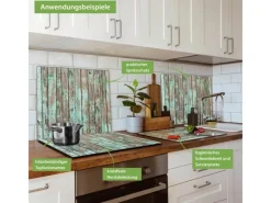 Banjado Herdabdeckplatte Glas 1 Teilig 60x52CM Schneidebrett Herdabdeckung Mit Motiv Verwittertes Holz< Schneidebretter|Herde