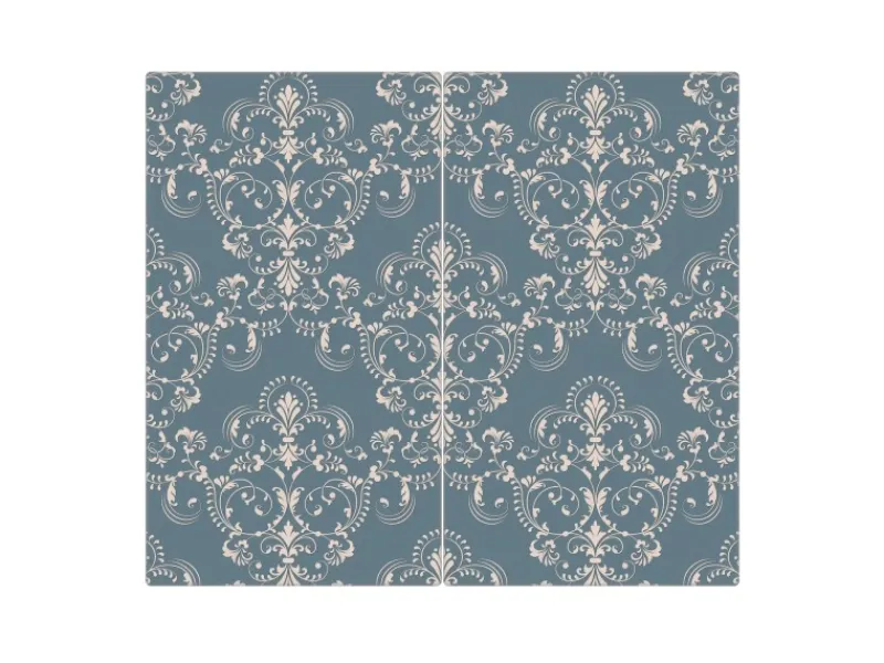Banjado Schneidebretter|Herdabdeckungen<Herdabdeckplatte Glas 2 Teilig Je 30x52CM Schneidebrett Herdabdeckung Mit Motiv Royal Creme Blau
