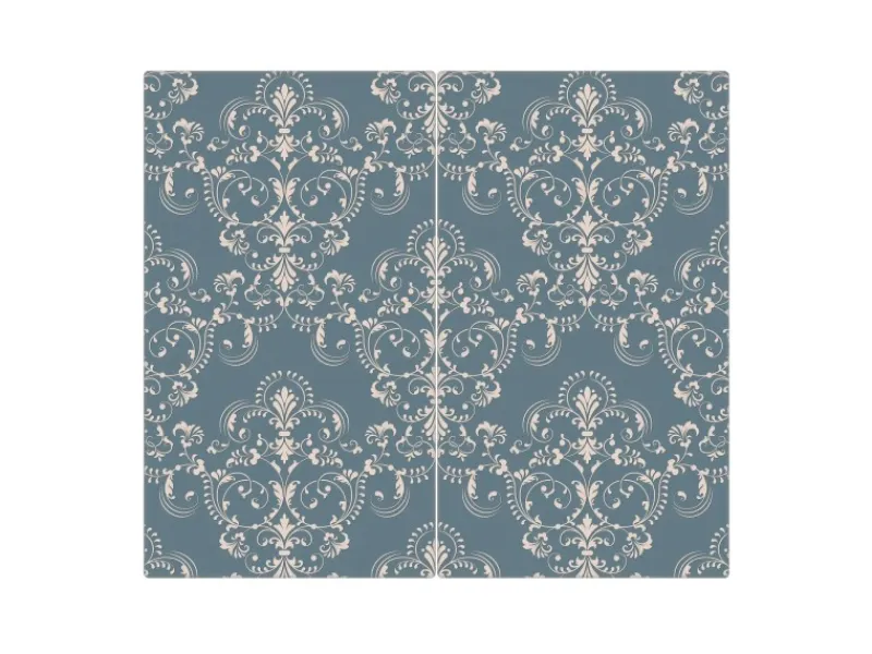 Banjado Schneidebretter|Herdabdeckungen<Herdabdeckplatte Glas 2 Teilig Je 30x52CM Schneidebrett Herdabdeckung Mit Motiv Royal Creme Blau